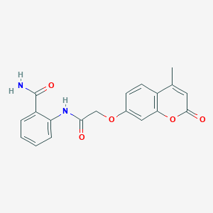 molecular formula C19H16N2O5 B7738228 2-({[(4-methyl-2-oxo-2H-chromen-7-yl)oxy]acetyl}amino)benzamide 