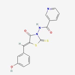 N-[(5Z)-5-[(3-hydroxyphenyl)methylidene]-4-oxo-2-sulfanylidene-1,3-thiazolidin-3-yl]pyridine-3-carboxamide