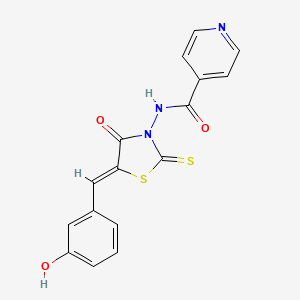 molecular formula C16H11N3O3S2 B7738236 N-[5-[(3-Hydroxyphenyl)methylene]-4-oxo-2-thioxo-3-thiazolidinyl]-4-pyridinecarboxamide CAS No. 72732-38-8