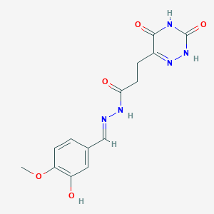 molecular formula C14H15N5O5 B7738241 3-(3,5-dioxo-2,3,4,5-tetrahydro-1,2,4-triazin-6-yl)-N'-[(1E)-(3-hydroxy-4-methoxyphenyl)methylene]propanohydrazide 