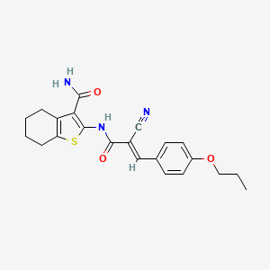 2-[[(E)-2-cyano-3-(4-propoxyphenyl)prop-2-enoyl]amino]-4,5,6,7-tetrahydro-1-benzothiophene-3-carboxamide