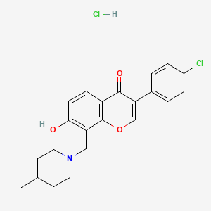 molecular formula C22H23Cl2NO3 B7738280 3-(4-Chlorophenyl)-7-hydroxy-8-[(4-methylpiperidin-1-yl)methyl]chromen-4-one;hydrochloride 