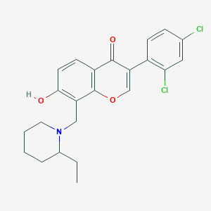 molecular formula C23H23Cl2NO3 B7738299 3-(2,4-Dichlorophenyl)-8-[(2-ethylpiperidin-1-yl)methyl]-7-hydroxychromen-4-one 