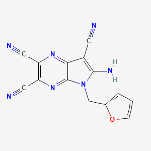 molecular formula C14H7N7O B7738334 6-amino-5-(furan-2-ylmethyl)-5H-pyrrolo[2,3-b]pyrazine-2,3,7-tricarbonitrile 