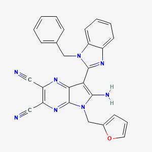 molecular formula C27H18N8O B7738340 6-amino-7-(1-benzyl-1H-benzo[d]imidazol-2-yl)-5-(2-furylmeth yl)-5H-pyrrolo[2,3-dicarbonitrile 