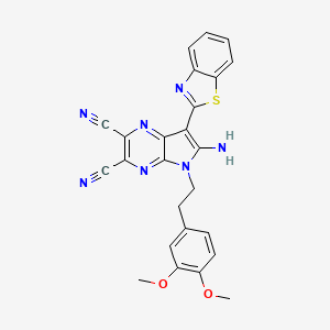 molecular formula C25H19N7O2S B7738343 6-amino-7-(1,3-benzothiazol-2-yl)-5-[2-(3,4-dimethoxyphenyl)ethyl]-5H-pyrrolo[2,3-b]pyrazine-2,3-dicarbonitrile 