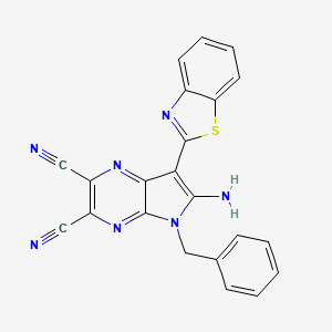 molecular formula C22H13N7S B7738346 6-Amino-7-benzothiazol-2-yl-5-benzyl-5H-pyrrolo[2,3-b]pyrazine-2,3-dicarbonitril 