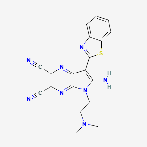 molecular formula C19H16N8S B7738354 6-amino-7-(1,3-benzothiazol-2-yl)-5-[2-(dimethylamino)ethyl]-5H-pyrrolo[2,3-b]pyrazine-2,3-dicarbonitrile 