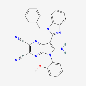 molecular formula C29H20N8O B7738358 6-amino-7-(1-benzyl-1H-benzo[d]imidazol-2-yl)-5-(2-methoxyphenyl)-5H-pyrrolo[2,3-b]pyrazine-2,3-dicarbonitrile 