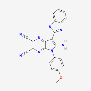 molecular formula C23H16N8O B7738374 6-Amino-5-(4-methoxyphenyl)-7-(1-methyl-1h-benzo[d]imidazol-2-yl)-5h-pyrrolo[2,3-b]pyrazine-2,3-dicarbonitrile 
