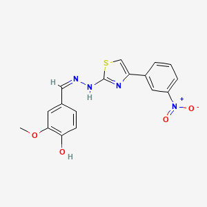 molecular formula C17H14N4O4S B7738395 2-methoxy-4-[(Z)-[[4-(3-nitrophenyl)-1,3-thiazol-2-yl]hydrazinylidene]methyl]phenol 