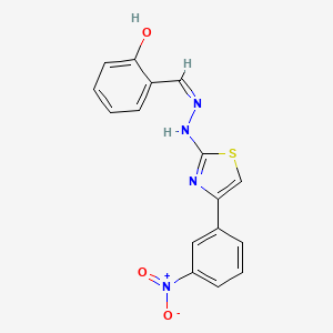 molecular formula C16H12N4O3S B7738402 2-[(Z)-[[4-(3-nitrophenyl)-1,3-thiazol-2-yl]hydrazinylidene]methyl]phenol 