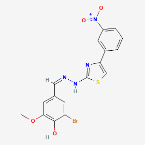 molecular formula C17H13BrN4O4S B7738404 2-bromo-6-methoxy-4-[(Z)-{2-[4-(3-nitrophenyl)-1,3-thiazol-2-yl]hydrazinylidene}methyl]phenol 