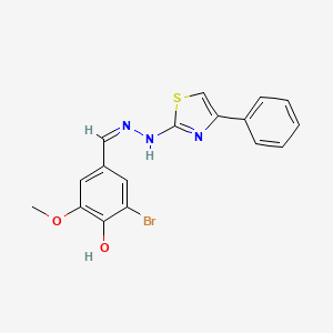molecular formula C17H14BrN3O2S B7738409 2-bromo-6-methoxy-4-[(Z)-[(4-phenyl-1,3-thiazol-2-yl)hydrazinylidene]methyl]phenol 