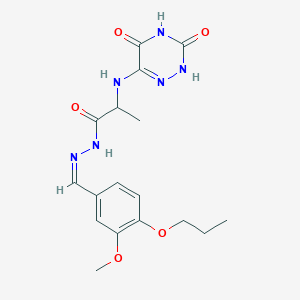 2-[(3,5-dioxo-2H-1,2,4-triazin-6-yl)amino]-N-[(Z)-(3-methoxy-4-propoxyphenyl)methylideneamino]propanamide