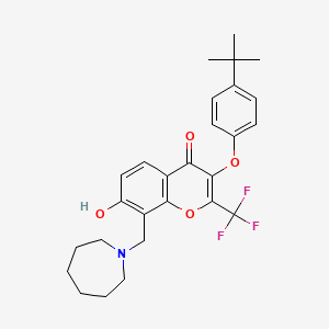 molecular formula C27H30F3NO4 B7738567 8-(azepan-1-ylmethyl)-3-(4-tert-butylphenoxy)-7-hydroxy-2-(trifluoromethyl)-4H-chromen-4-one 
