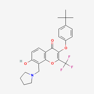 molecular formula C25H26F3NO4 B7738569 3-(4-tert-butylphenoxy)-7-hydroxy-8-(pyrrolidin-1-ylmethyl)-2-(trifluoromethyl)-4H-chromen-4-one 
