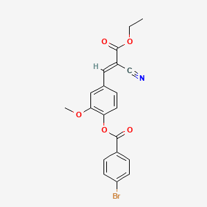 molecular formula C20H16BrNO5 B7738592 4-(2-Cyano-3-ethoxy-3-oxo-1-propenyl)-2-methoxyphenyl 4-bromobenzoate 
