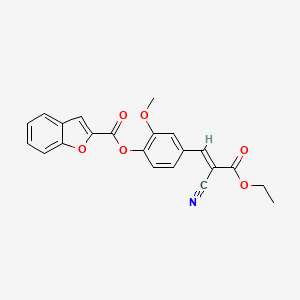 molecular formula C22H17NO6 B7738600 4-[(1E)-2-cyano-3-ethoxy-3-oxoprop-1-en-1-yl]-2-methoxyphenyl 1-benzofuran-2-carboxylate 