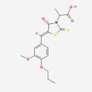 molecular formula C17H19NO5S2 B7738610 2-[(5Z)-5-[(3-methoxy-4-propoxyphenyl)methylidene]-4-oxo-2-sulfanylidene-1,3-thiazolidin-3-yl]propanoic acid 