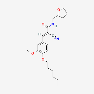 molecular formula C22H30N2O4 B7738611 (E)-2-cyano-3-(4-(hexyloxy)-3-methoxyphenyl)-N-((tetrahydrofuran-2-yl)methyl)acrylamide 