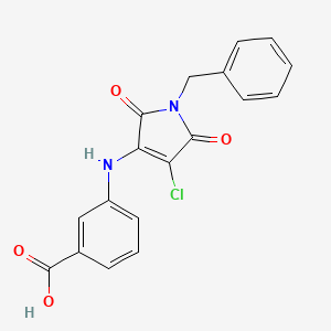 molecular formula C18H13ClN2O4 B7738615 3-(1-benzyl-4-chloro-2,5-dihydro-1H-3-pyrrolylamin o)benzoic acid 