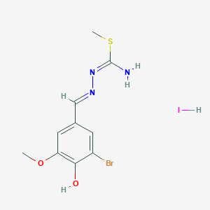 molecular formula C10H13BrIN3O2S B7738629 methyl N'-[(E)-(3-bromo-4-hydroxy-5-methoxyphenyl)methylideneamino]carbamimidothioate;hydroiodide 