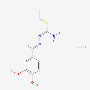 molecular formula C11H16IN3O2S B7738640 ethyl N'-[(E)-(4-hydroxy-3-methoxyphenyl)methylideneamino]carbamimidothioate;hydroiodide 