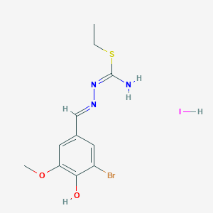 molecular formula C11H15BrIN3O2S B7738645 ethyl N'-[(E)-(3-bromo-4-hydroxy-5-methoxyphenyl)methylideneamino]carbamimidothioate;hydroiodide 
