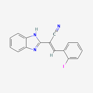 molecular formula C16H10IN3 B7738658 (E)-2-(1H-benzimidazol-2-yl)-3-(2-iodophenyl)prop-2-enenitrile 
