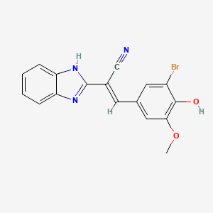 molecular formula C17H12BrN3O2 B7738663 (2E)-2-(1H-benzimidazol-2-yl)-3-(3-bromo-4-hydroxy-5-methoxyphenyl)prop-2-enenitrile 