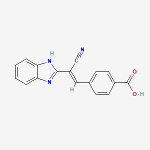 molecular formula C17H11N3O2 B7738671 4-[(E)-2-(1H-benzimidazol-2-yl)-2-cyanoethenyl]benzoic acid 