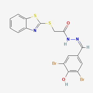 molecular formula C16H11Br2N3O2S2 B7738686 2-(1,3-benzothiazol-2-ylsulfanyl)-N-[(Z)-(3,5-dibromo-4-hydroxyphenyl)methylideneamino]acetamide 