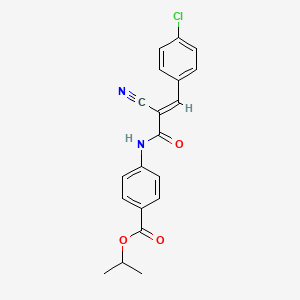 molecular formula C20H17ClN2O3 B7738714 propan-2-yl 4-{[(2E)-3-(4-chlorophenyl)-2-cyanoprop-2-enoyl]amino}benzoate 