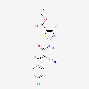 molecular formula C17H14ClN3O3S B7738722 ethyl 2-[[(E)-3-(4-chlorophenyl)-2-cyanoprop-2-enoyl]amino]-4-methyl-1,3-thiazole-5-carboxylate 
