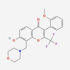 molecular formula C22H20F3NO5 B7738736 7-Hydroxy-3-(2-methoxy-phenyl)-8-morpholin-4-ylmethyl-2-trifluoromethyl-chromen- 
