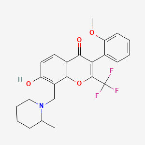 molecular formula C24H24F3NO4 B7738741 7-hydroxy-3-(2-methoxyphenyl)-8-[(2-methylpiperidin-1-yl)methyl]-2-(trifluoromethyl)-4H-chromen-4-one 