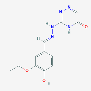 molecular formula C12H13N5O3 B7738861 3-[(2E)-2-(3-ethoxy-4-hydroxybenzylidene)hydrazinyl]-1,2,4-triazin-5(4H)-one 