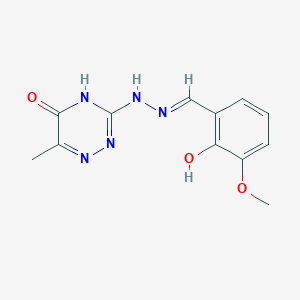 molecular formula C12H13N5O3 B7738863 2-Hydroxy-3-methoxybenzaldehyde (6-methyl-5-oxo-4,5-dihydro-1,2,4-triazin-3-yl)hydrazone 
