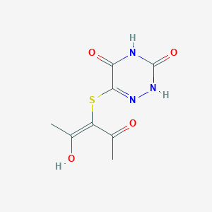 molecular formula C8H9N3O4S B7738877 6-((1-Acetyl-2-hydroxy-1-propenyl)thio)-1,2,4-triazine-3,5(2H,4H)-dione 