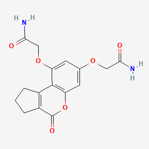 molecular formula C16H16N2O6 B7738879 2-{[7-(2-Amino-2-oxoethoxy)-4-oxo-1,2,3,4-tetrahydrocyclopenta[c]chromen-9-yl]oxy}acetamide 