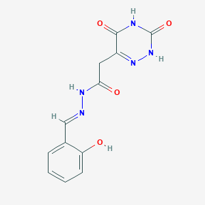 molecular formula C12H11N5O4 B7738887 2-(3,5-dihydroxy-1,2,4-triazin-6-yl)-N'-[(E)-(2-hydroxyphenyl)methylidene]acetohydrazide 