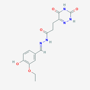 molecular formula C15H17N5O5 B7738895 3-(3,5-dioxo-2,3,4,5-tetrahydro-1,2,4-triazin-6-yl)-N'-[(1E)-(3-ethoxy-4-hydroxyphenyl)methylene]propanohydrazide 