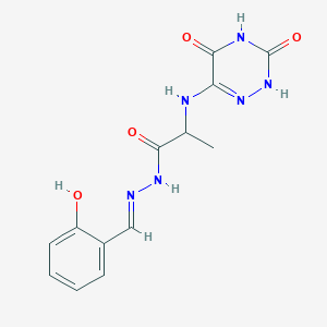 2-[(3,5-dihydroxy-1,2,4-triazin-6-yl)amino]-N'-[(E)-(2-hydroxyphenyl)methylidene]propanehydrazide (non-preferred name)