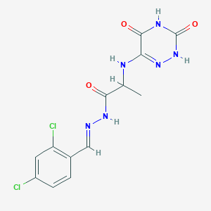 molecular formula C13H12Cl2N6O3 B7738910 N'-[(E)-(2,4-dichlorophenyl)methylidene]-2-[(3,5-dioxo-2,3,4,5-tetrahydro-1,2,4-triazin-6-yl)amino]propanohydrazide 