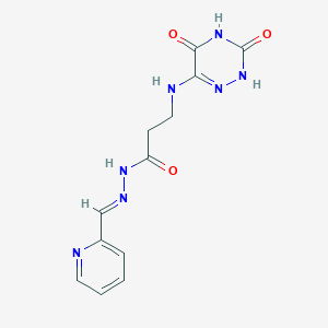molecular formula C12H13N7O3 B7738912 3-[(3,5-Dioxo-2H-1,2,4-triazin-6-yl)amino]-N-[(E)-2-pyridylmethyleneamino]propanamide 