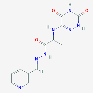 (E)-2-((3,5-dioxo-2,3,4,5-tetrahydro-1,2,4-triazin-6-yl)amino)-N'-(pyridin-3-ylmethylene)propanehydrazide