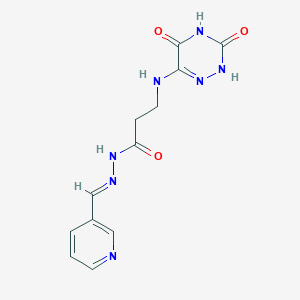 molecular formula C12H13N7O3 B7738916 3-[(3,5-dioxo-2H-1,2,4-triazin-6-yl)amino]-N-[(E)-pyridin-3-ylmethylideneamino]propanamide 