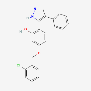 molecular formula C22H17ClN2O2 B7738923 5-[(2-chlorobenzyl)oxy]-2-(4-phenyl-1H-pyrazol-5-yl)phenol 