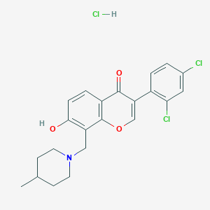 molecular formula C22H22Cl3NO3 B7739062 3-(2,4-Dichlorophenyl)-7-hydroxy-8-[(4-methylpiperidin-1-yl)methyl]chromen-4-one;hydrochloride 